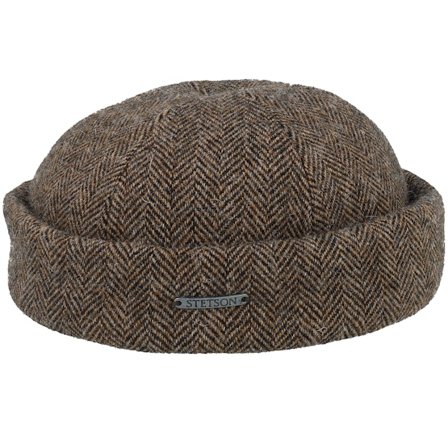 Stetson - Marrón docker Beanie - Wool Herringbone Brown Melange Docker @ Hatstore