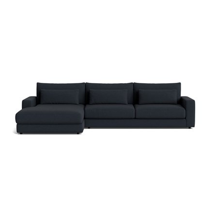 Sevilla Chaiselong Sofa, Venstrevendt - Loop Mørkeblå, 332x167x85cm - Med 3 Ekstra Puder, Pocket Fjedre & Blød/Medium Komfort - Perfekt til Afslapning