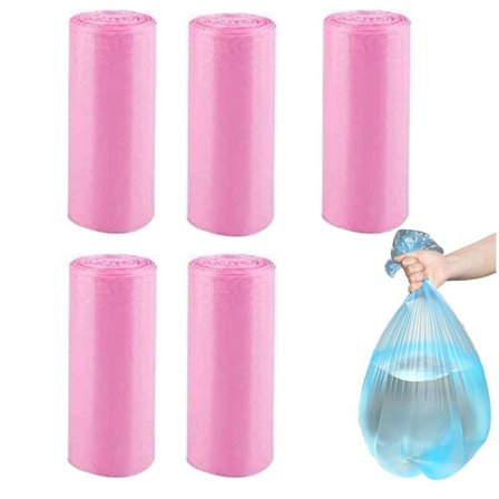 Sorte skraldeposer, små skraldeposer med håndtag til kontoret, røde