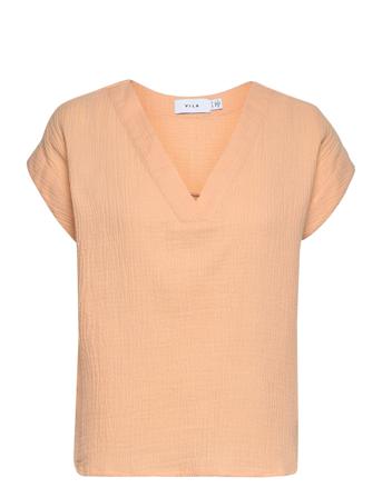 Vilania V-Neck S/S Top Orange Vila