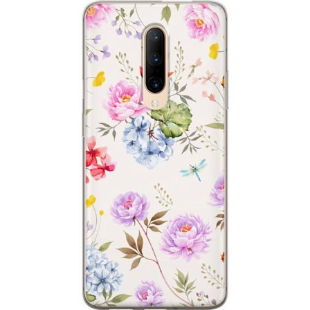Kompatibelt Mobildeksel til OnePlus OnePlus 7 Pro Blomstrete mønster med håndmalte blomster, sommerfugler og insekter i romantisk skandinavisk stil