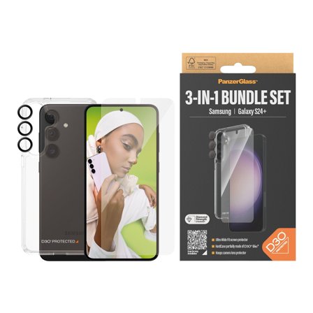 Panzer 3-in-1 Protection Pack Samsung Galaxy S24+ | Ultra-Wide Fit w. EasyAligner PanzerGlass - High quality tempered glass screen protector