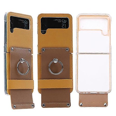 Skalfodral Kompatibelt med Samsung Galaxy Z Flip 4, PU-läder + Hårt PC-skyddsfodral med Handrem