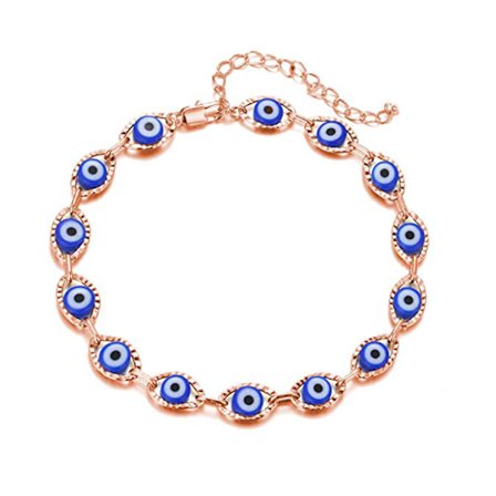 Wekity Choice of all Dainty Evil Eye Bracelets for Women,14K Gold Evil Eye Chain Bracelet for Girls