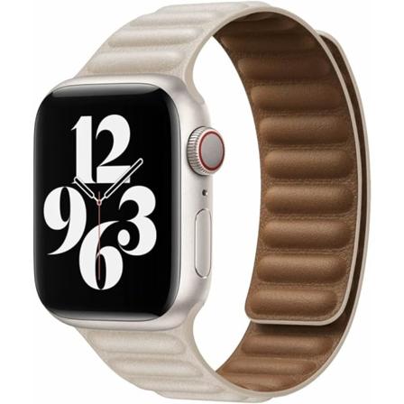 Kompatibel med Apple Watch 7 Rem 8 Magnetisk Læder 44mm 45mm, Læderrem med Magnetisk Lukkesystem