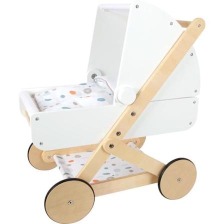 Legetøjsvogn i træ til pigedukke - LILLEFOD - Hvid - Fra 3 år Beige og hvid