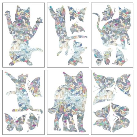 6 kpl Häikäisevä sateenkaari prisma sähköstaattinen lasitarra 3D-laser liimaton lintujen suojakalvo törmäyksenesto, 4