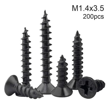 200 st/pack självgängande skruv med platt huvud 200 st M1.4X3.5