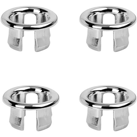 4-pak håndvaske med runde huller, forkromede overløbsbeskyttelsesringe, hulindsats i låg, hul ring, trekant til huldiameter, udskiftningskeramik