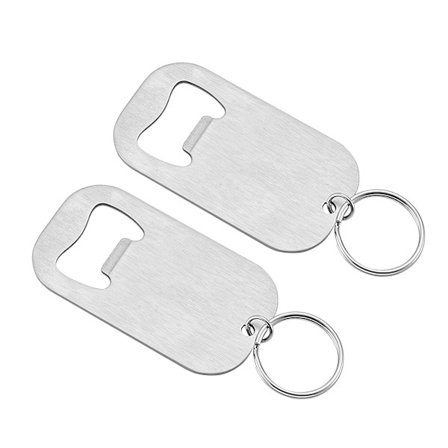 Nyckelring i rostfritt stål, 2 st stora silvervita