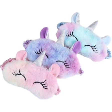 Damer Cartoon Unicorn Plysch Skugga Ögonmask (Slumpmässig Färg) 3 st