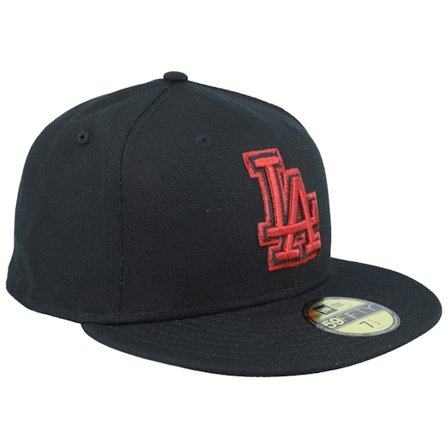 New Era - MLB Schwarz fitted Cap - Los Angeles Dodgers 59FIFTY Black/Red Fitted @ Hatstore