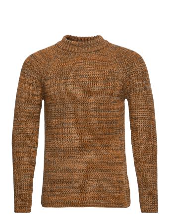 Twisted Yarn Rib Knit - Gots/Vegan Neulepaita Pyöreä Kaula-aukko Ruskea Knowledge Cotton Apparel