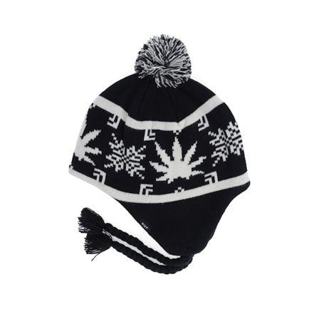 HUF - Sort pom Beanie - Arctic Plantlife Braided Beanie Black Pom @ Hatstore