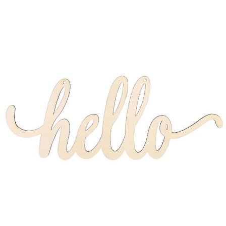 Hei Treskilt Veggdekor DIY Blokkbokstaver Dekorasjon Moderne Gårdsstil 35x14x0.5cm 1 stk (FMY) Beige 36.00X15.00X0.50CM