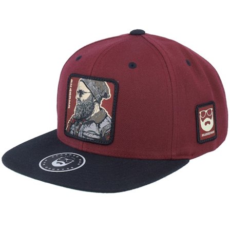 Bearded Man - Červená snapback Kšiltovka - Cap Man Modern Maroon/Black Snapback @ Hatstore