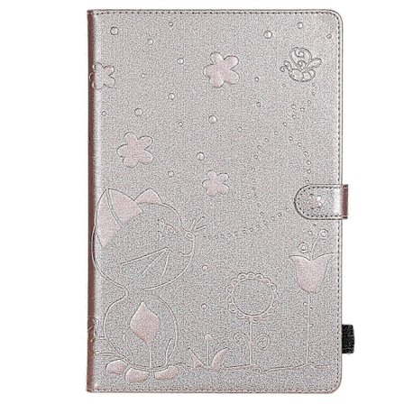 Bästsäljande Tablet Fodral Kompatibelt med Lenovo Tab M10Plus TB-X606F Katt Bi Präglingsmönster Stötsäkert Horisontellt Flip Läderfodral med Hållare &