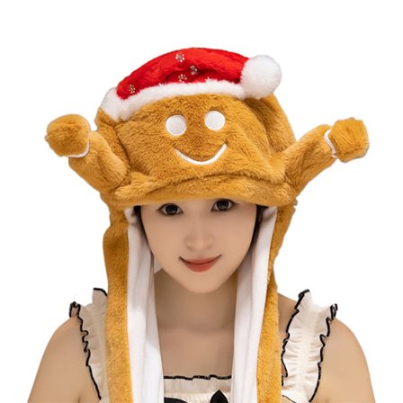 Julehatte - Grinch Plys Hatte Med Ører Der Bevæger Sig Luftpuder, Søde Ører Jul Med Bevægelige Jul Vintersporthat, Nissehue