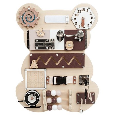 Aktivitetsbräda Montessori, sensorisk aktivitetsbräda i trä