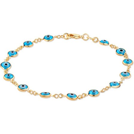 Aqua gullbelagt ondt øye ankelkjede armbånd