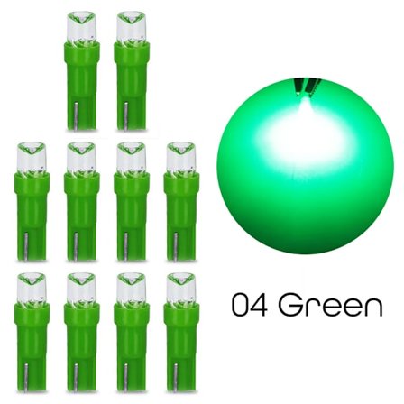 10 stk. T5 LED Bil Dashbordlys 74 73 286 Instrumentpanel Lampe Speedometer Wedge Side Lyspære Konkav Linse Grønn Hvit Blå~00047