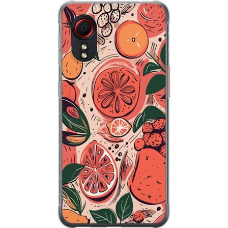Kompatibelt Mobildeksel til Samsung Galaxy Xcover 5 Håndtegnet kollasje av sitrusfrukter, blader og bær i varm rosa og oransje fargeskala