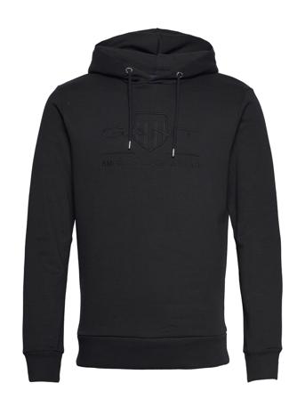 Reg Tonal Shield Hoodie Hettegenser Genser Svart GANT