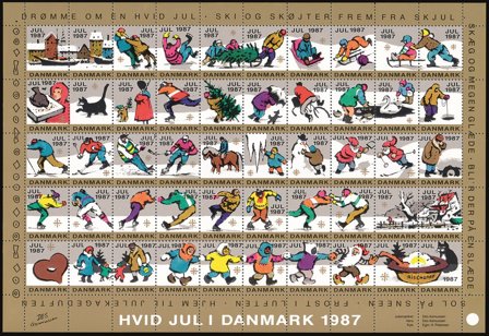 Danmark - julmärkeark 1987 - Takket - Ufoldet