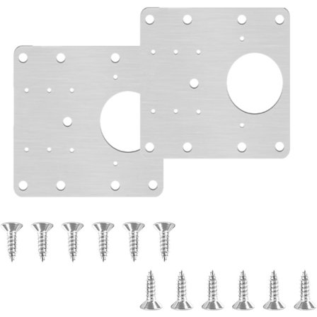 2 stk hængsel reparationsplade med 12 stk skruer, hængsel reparationsplade kit i rustfrit stål, køkkenskab dør hængsel reparation beslag med skruer