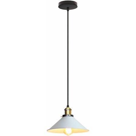 Retro Pendellampa Skärm Metall Tak Hängande Lampa Justerbar Krona - 1 Styck Vit