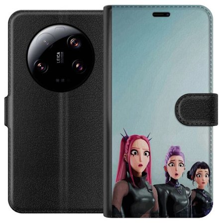 Kompatibelt Lommeboketui til Xiaomi Xiaomi 13 Ultra Tre animerte kvinner med fargerikt hår i futuristisk stil og overraskede uttrykk