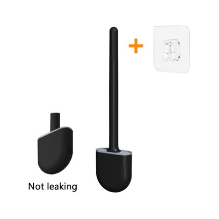 Silikon toalettborsthållare Set Läcksäker bas för badrum Black