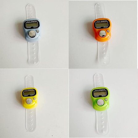 Lyseblå+orange+gul+smaragdgrøn LapCounter Finger Counter Counter Clicker Nulstillelig LED Elektronisk Finger Håndtæller Digitalt Display
