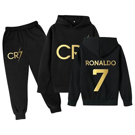 Xbi- CR7 Ronaldo Barn Gutter Casual Treningsdress Fotball Genser med hette Treningsbukser Pullover Antrekk 110 110