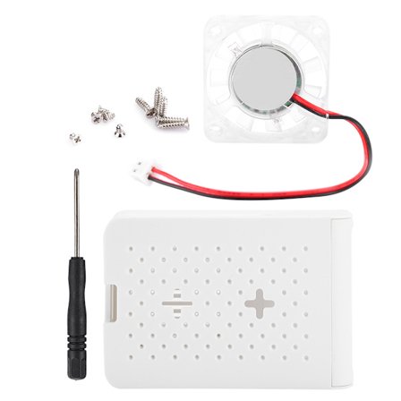 ABS beskyttende etui skrivebordstilbehør med køleventilator til Raspberry Pi 4. generation 4B (hvid)