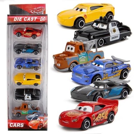 6 stk/pakke Barn Gutter Mini Racing Bil Lyn McQueen Mater Legering Glidende Leker