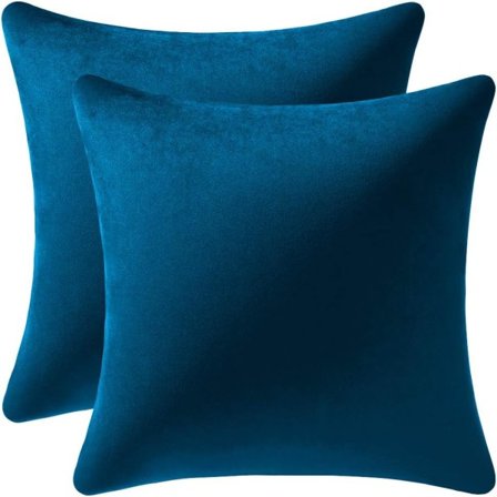 IC Midnattsblå Kuddfodral - 2-pack 24 x 24 tum Mysig mjuk sammet Fyrkantiga dekorativa kuddfodral, svankkudde ShamsSoffa, soffa, säng