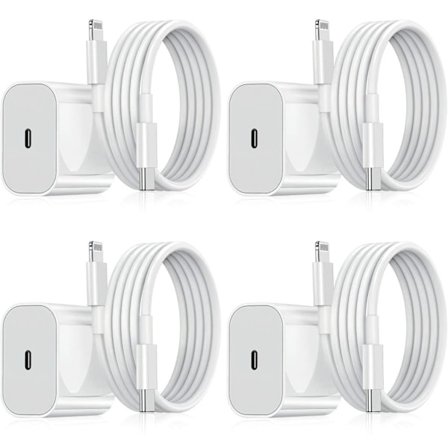 iPhone Oplader - Hurtig Oplader - Adapter + Datakabel 20W USB-C Hvid 4-pak iPhone