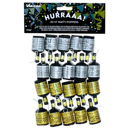 Party Poppers Guld/Sølv 20-pak