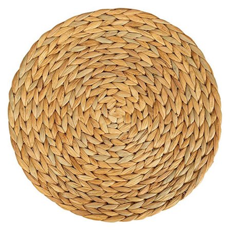 Søgræs bordskåner (vævet vandhyacint) - 30 cm - Vaskbar - Rund, natur, Sæt med 6