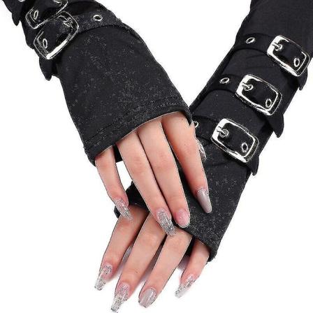Damearmbåndsvante 28 cm halvfinger bælte nitte Punk Hiphop Party Cosplay Sexet Sort Elastic Fi