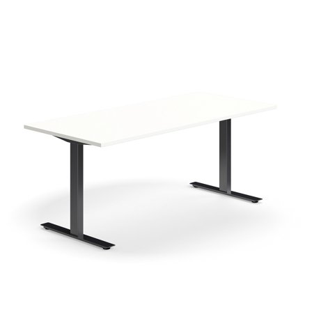 Schreibtisch QBUS, 1800x800 mm, T-Fuß-Gestell, black/weiß