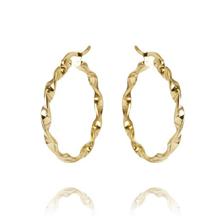 Blanka Snirkliga Hoop Guld Örhängen i Stål - 14K Guldpläterade