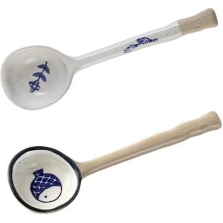 Stor ske, håndlavede asiatiske skeer med langt håndtag, retro keramiske skeer DUU