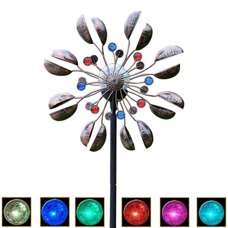 Eksotisk blomsteregnbue (stil 1) - Værbestandig kulelager metall vindturbin med støttepinne