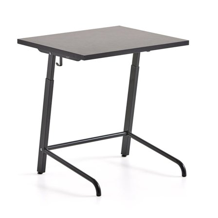 School desk AXIOM, sound absorbing linoleum, anthracite grey/dark grey