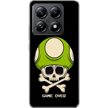 Kompatibel Mobilcover til Xiaomi Xiaomi 14T Pro Spilmotiv med dødskalle og grøn svamp i retro gaming-stil med teksten game over