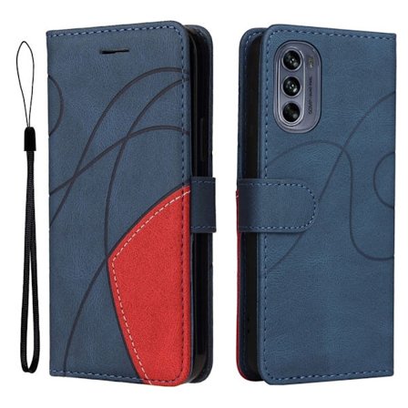 Teksturoitu nahkakotelo hihnalla Motorola Moto G62 5G - Sininen
