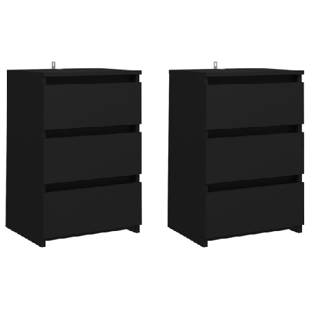 Vidaxl Sängbord 2 St Svart 40x35x62,5 Cm Spånskiva Svart