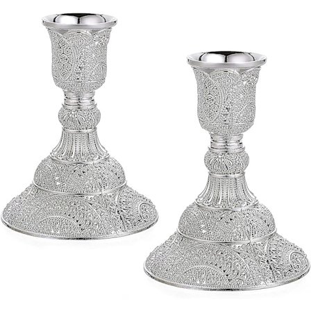 2-pack Ljusstake Ljusstakehållare, Dekorativ Kolonn Ljusstake för Koniska Ljus